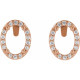 Oval 4 Prong Halo Style Earrings Mounting in 14 Karat Rose Gold for Oval Stone, 1.42 grams