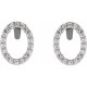 Oval 4 Prong Halo Style Earrings Mounting in 18 Karat White Gold for Oval Stone, 1.62 grams