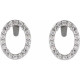 Oval 4 Prong Halo Style Earrings Mounting in Platinum for Oval Stone, 2.13 grams