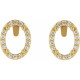 Oval 4 Prong Halo Style Earrings Mounting in 14 Karat Yellow Gold for Oval Stone, 1.42 grams.