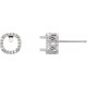 Cushion 4 Prong Halo Style Earrings Mounting in 14 Karat White Gold for Cushion Stone, 1.48 grams