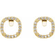 Cushion 4 Prong Halo Style Earrings Mounting in 14 Karat Yellow Gold for Cushion Stone, 1.51 grams