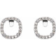 Cushion 4 Prong Halo Style Earrings Mounting in 18 Karat White Gold for Cushion Stone, 1.73 grams