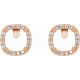 Cushion 4 Prong Halo Style Earrings Mounting in 14 Karat Rose Gold for Cushion Stone, 1.51 grams