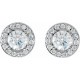 Round 4 Prong Halo Style Earrings Mounting in 14 Karat White Gold for Round Stone, 1.92 grams