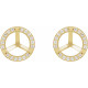 Round 3 Prong Halo Style Stud Earrings Mounting in 18 Karat Yellow Gold for Round Stone, 2.32 grams