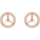 Round 3 Prong Halo Style Stud Earrings Mounting in 14 Karat Rose Gold for Round Stone, 1.94 grams