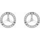 Round 3 Prong Halo Style Stud Earrings Mounting in 14 Karat White Gold for Round Stone, 1.9 grams