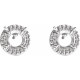 Round 4 Prong Halo Style Earrings Mounting in Platinum for Round Stone, 1.17 grams