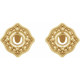 Halo Style Earrings Mounting in 14 Karat Yellow Gold for Round Stone, 1.21 grams