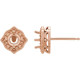 Halo Style Earrings Mounting in 14 Karat Rose Gold for Round Stone, 1.21 grams