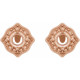 Halo Style Earrings Mounting in 14 Karat Rose Gold for Round Stone, 1.21 grams