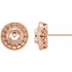Round Bezel Set Halo Style Earrings Mounting in 14 Karat Rose Gold for Round Stone, 1.75 grams