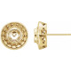 Round Bezel Set Halo Style Earrings Mounting in 14 Karat Yellow Gold for Round Stone, 1.75 grams
