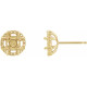 Halo Style Earrings Mounting in 14 Karat Yellow Gold for Round Stone, 0.79 grams