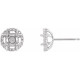 Halo Style Earrings Mounting in 14 Karat White Gold for Round Stone, 0.77 grams