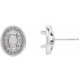 Oval 4 Prong Halo Style Earrings Mounting in 14 Karat White Gold for Oval Stone, 1.9 grams