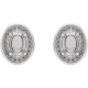 Oval 4 Prong Halo Style Earrings Mounting in 14 Karat White Gold for Oval Stone, 1.9 grams