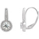 Accented Milgrain Halo Style Earrings Mounting in 14 Karat White Gold for Round Stone, 3.03 grams