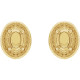 Oval 4 Prong Halo Style Earrings Mounting in 14 Karat Yellow Gold for Oval Stone, 1.96 grams