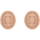 Oval 4 Prong Halo Style Earrings Mounting in 14 Karat Rose Gold for Oval Stone, 1.96 grams