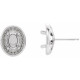 Oval 4 Prong Halo Style Earrings Mounting in Sterling Silver for Oval Stone, 1.58 grams