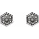 Hexagon Earrings Mounting in 14 Karat White Gold for Round Stone, 0.41 grams