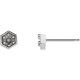 Hexagon Earrings Mounting in Platinum for Round Stone, 0.64 grams