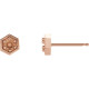 Hexagon Earrings Mounting in 14 Karat Rose Gold for Round Stone, 0.42 grams