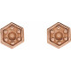 Hexagon Earrings Mounting in 14 Karat Rose Gold for Round Stone, 0.42 grams
