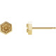 Hexagon Earrings Mounting in 14 Karat Yellow Gold for Round Stone, 0.42 grams
