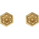 Hexagon Earrings Mounting in 14 Karat Yellow Gold for Round Stone, 0.42 grams