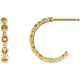 Accented Beaded Hoop Earrings Mounting in 14 Karat Yellow Gold for Round Stone, 0.94 grams