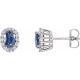 Halo Style Earrings Mounting in 14 Karat White Gold for Oval Stone, 0.86 grams