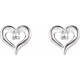 Accented Heart Earrings Mounting in Sterling Silver for Round Stone, 0.51 grams