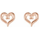 Accented Heart Earrings Mounting in 14 Karat Rose Gold for Round Stone, 0.65 grams