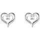 Accented Heart Earrings Mounting in Platinum for Round Stone, 0.99 grams