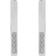 Accented Bar Earrings Mounting in 14 Karat White Gold for Round Stone, 0.84 grams