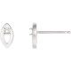 Accented Earrings Mounting in Sterling Silver for Round Stone, 0.26 grams
