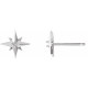 Accented Star Earrings Mounting in 14 Karat White Gold for Round Stone, 0.41 grams
