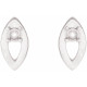 Accented Earrings Mounting in 14 Karat White Gold for Round Stone, 0.32 grams