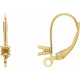 Accented Lever Back Earring Top Mounting in 14 Karat Yellow Gold for Round Stone, 0.47 grams