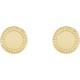 Accented Engravable Earrings Mounting in 14 Karat Yellow Gold for Round Stone, 1.69 grams