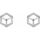 Round 3 Prong Halo Style Stud Earrings Mounting in 18 Karat White Gold for Round Stone, 1.11 grams