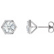 Round 3 Prong Halo Style Stud Earrings Mounting in 18 Karat White Gold for Round Stone, 1.11 grams