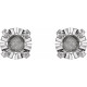 Round 4 Prong Illusion Earrings Mounting in 14 Karat White Gold for Round Stone, 0.37 grams