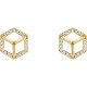 Round 3 Prong Halo Style Stud Earrings Mounting in 18 Karat Yellow Gold for Round Stone, 1.18 grams