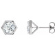 Round 3 Prong Halo Style Stud Earrings Mounting in Platinum for Round Stone, 1.39 grams