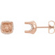 Round 4 Prong Accented Solstice Solitaire® Stud Earrings Mounting in 14 Karat Rose Gold for Round Stone, 1.36 grams