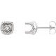 Round 4 Prong Accented Solstice Solitaire® Stud Earrings Mounting in Platinum for Round Stone, 2.04 grams
